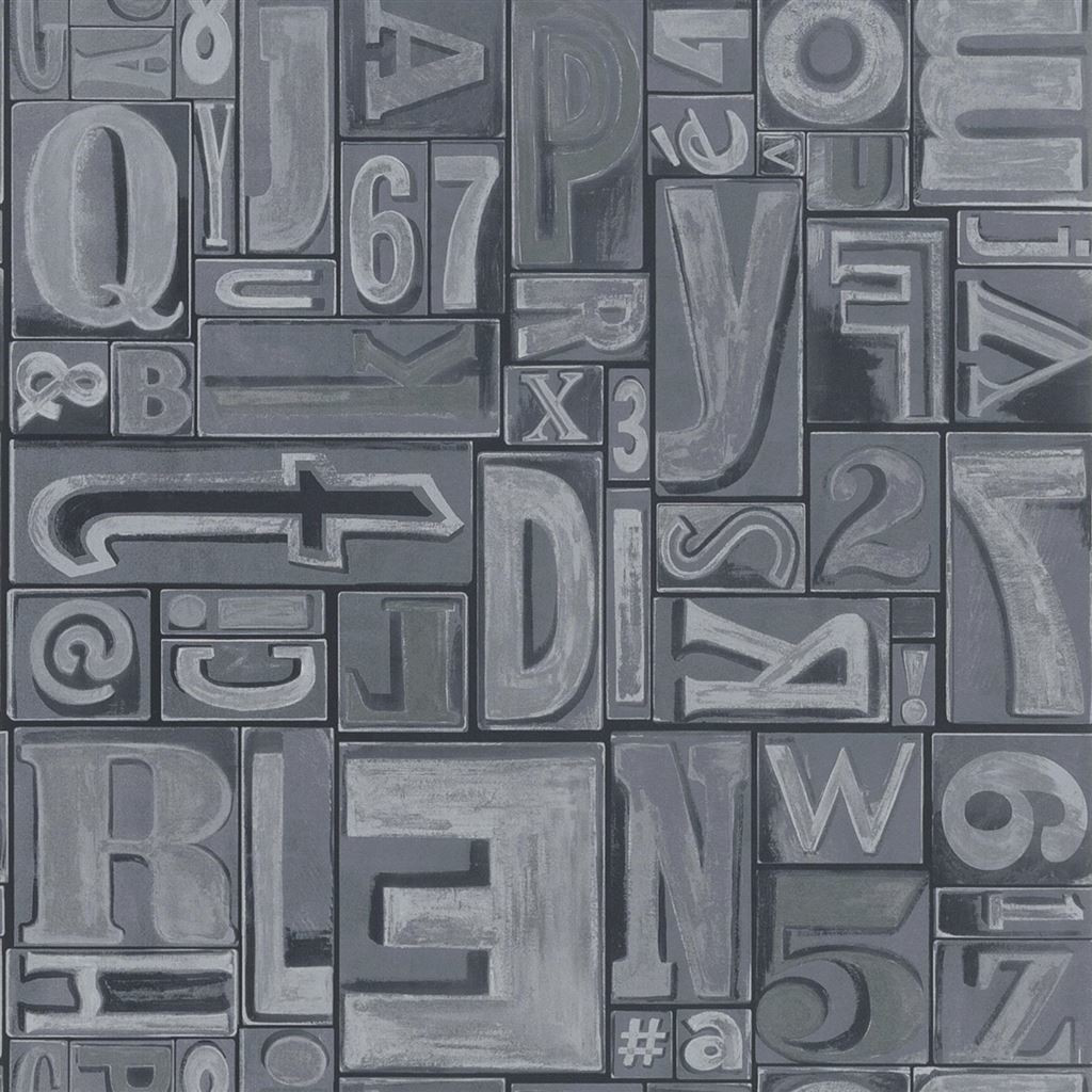 Tapete Copeley Letterpress - Zinc