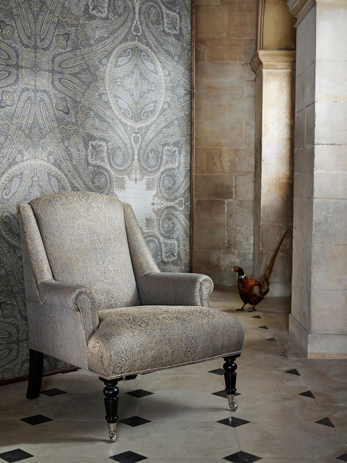 Tapete Elswick Paisley - Blue Umber