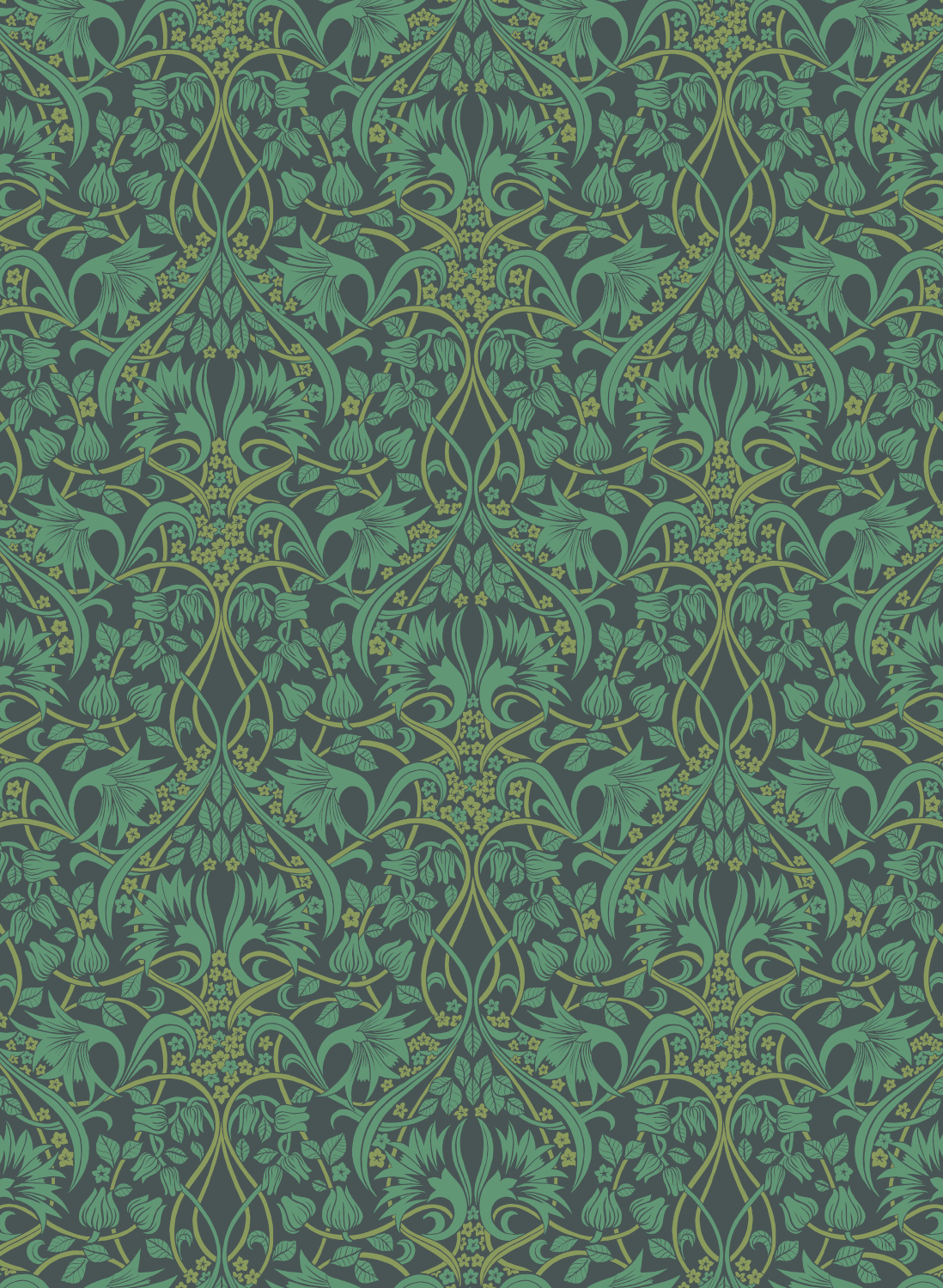Tapete Fritillerie - Indigo/ Teal
