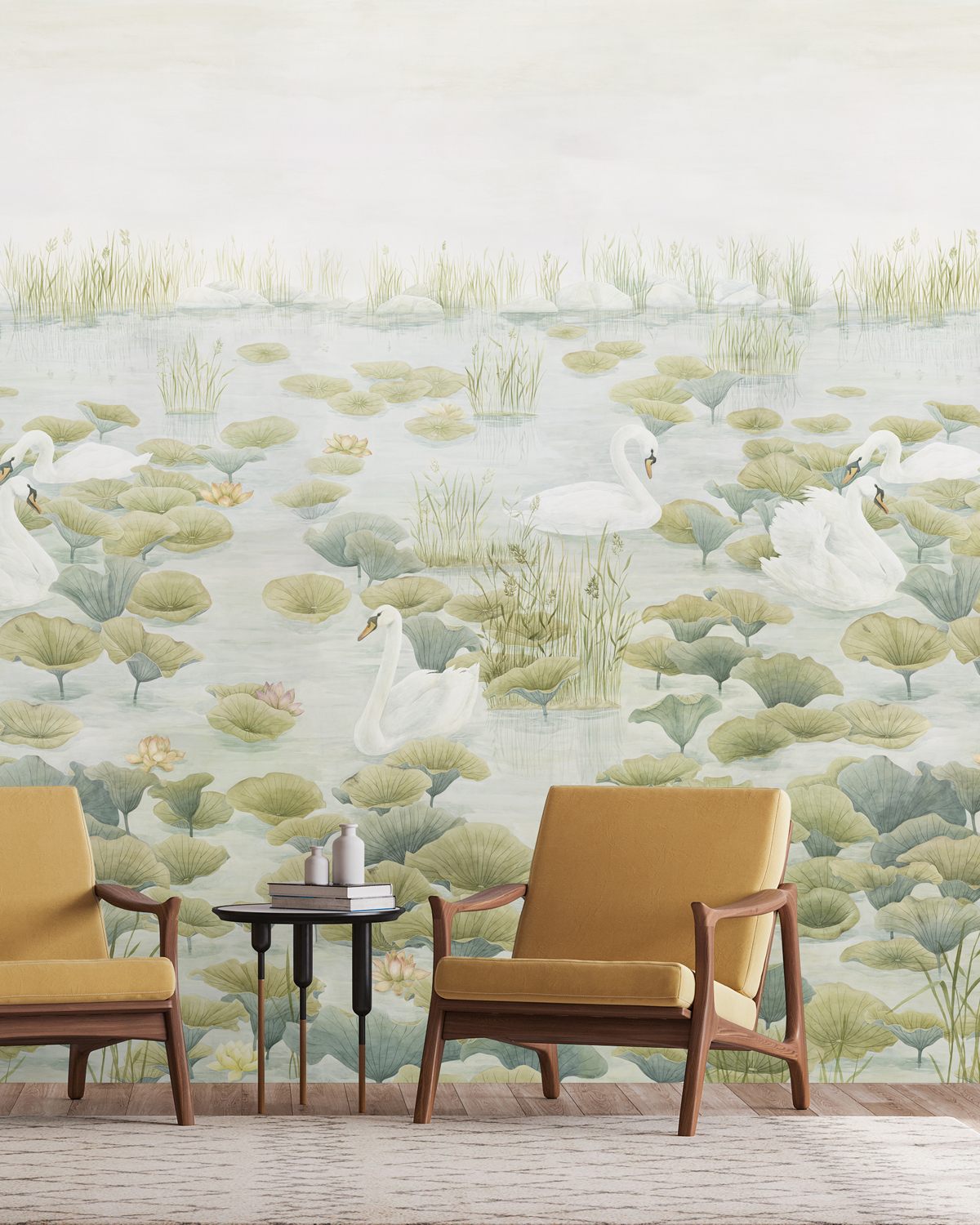 Wandbild Classic Swan Lake - green
