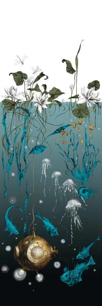 Tapete Nautilus/ Méduses/ Nénuphars - Noir - Nautilus gauche - Noir