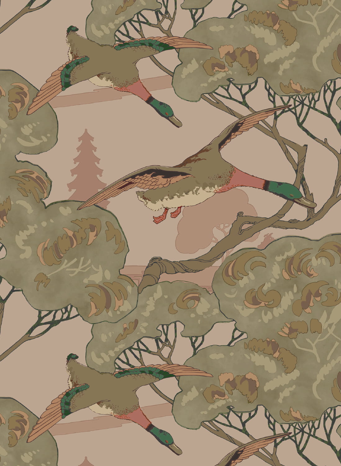 Tapete Grand Flying Ducks - Plaster