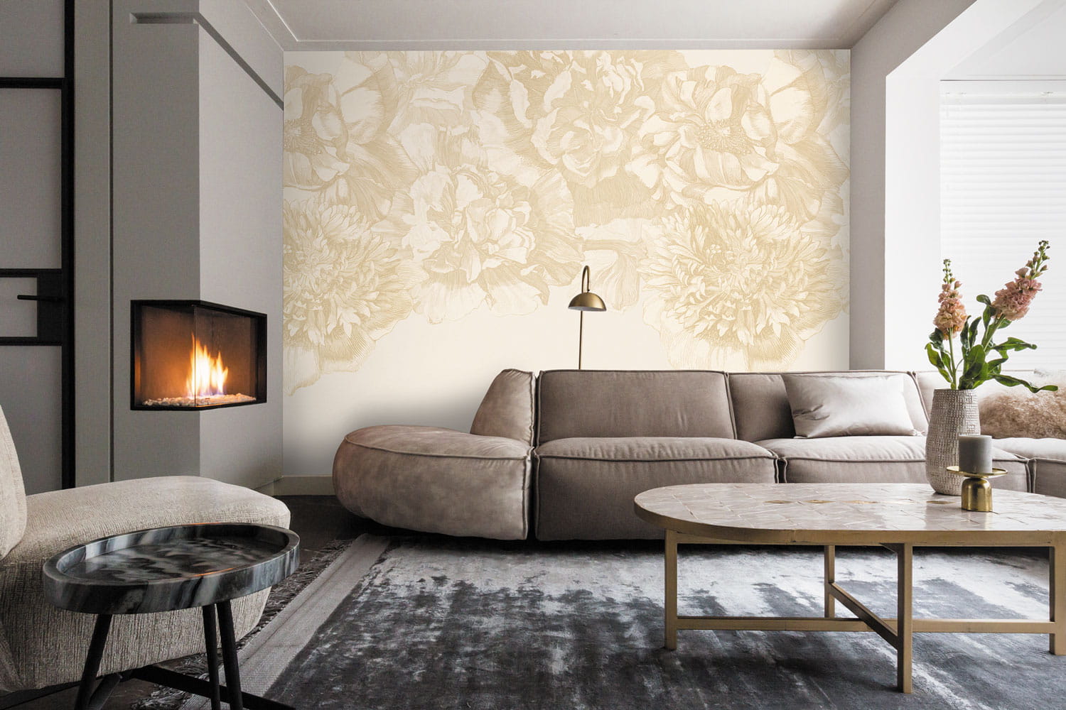Wandbild Flower Fall - Gold