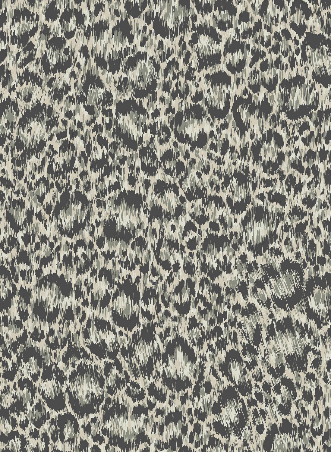 Carta da parati Hand-Painted Leopard - Grey & Metallic Silver