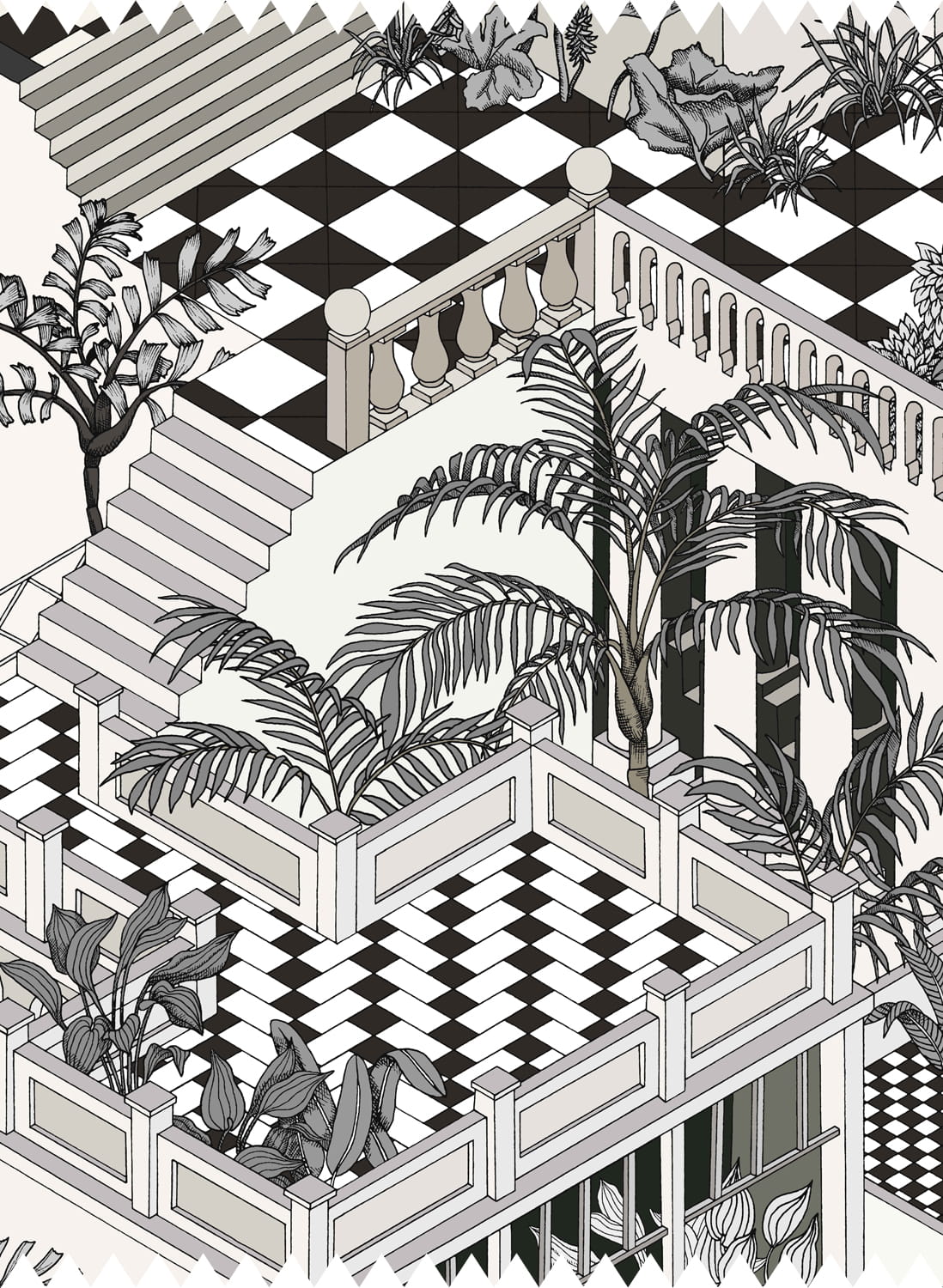 Stoff Miami Cotton - Black/ White