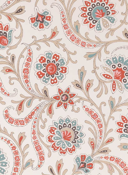 Tapete Bavilles - Red/ Teal /Taupe