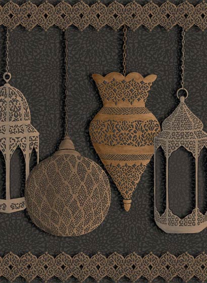 Tapete Fez - Silver/ Bronze On Charcoal