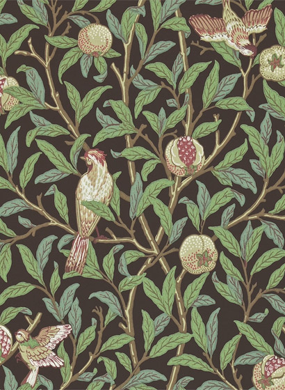 Tapete Bird & Pomegranate - Charcoal/ Sage