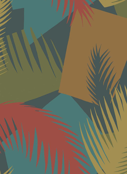 Tapete Deco Palm - Red/ Blue