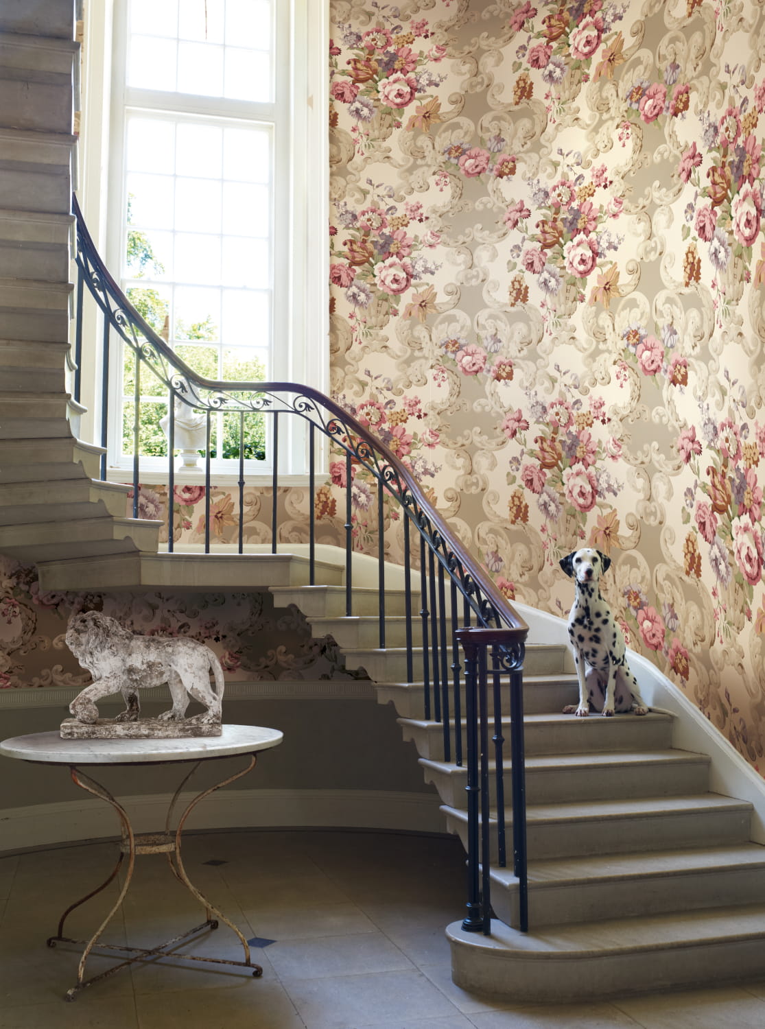 Tapete Floral Rococo - Red/ Plum