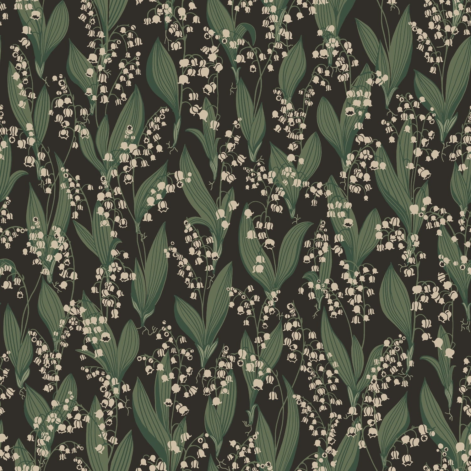Wallpaper Liljekonvalj - Charcoal