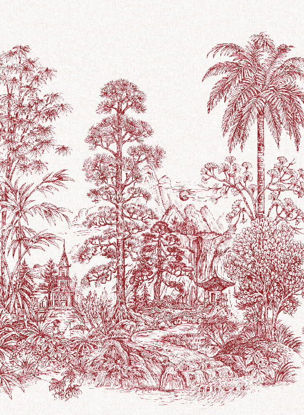 Wandbild Mandalay - White Red Panel 8