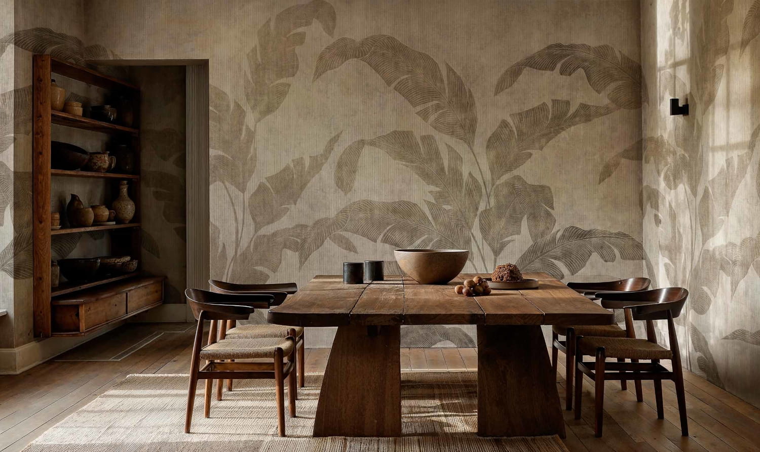 Wandbild Leaves Shadow Bamboo - Stone