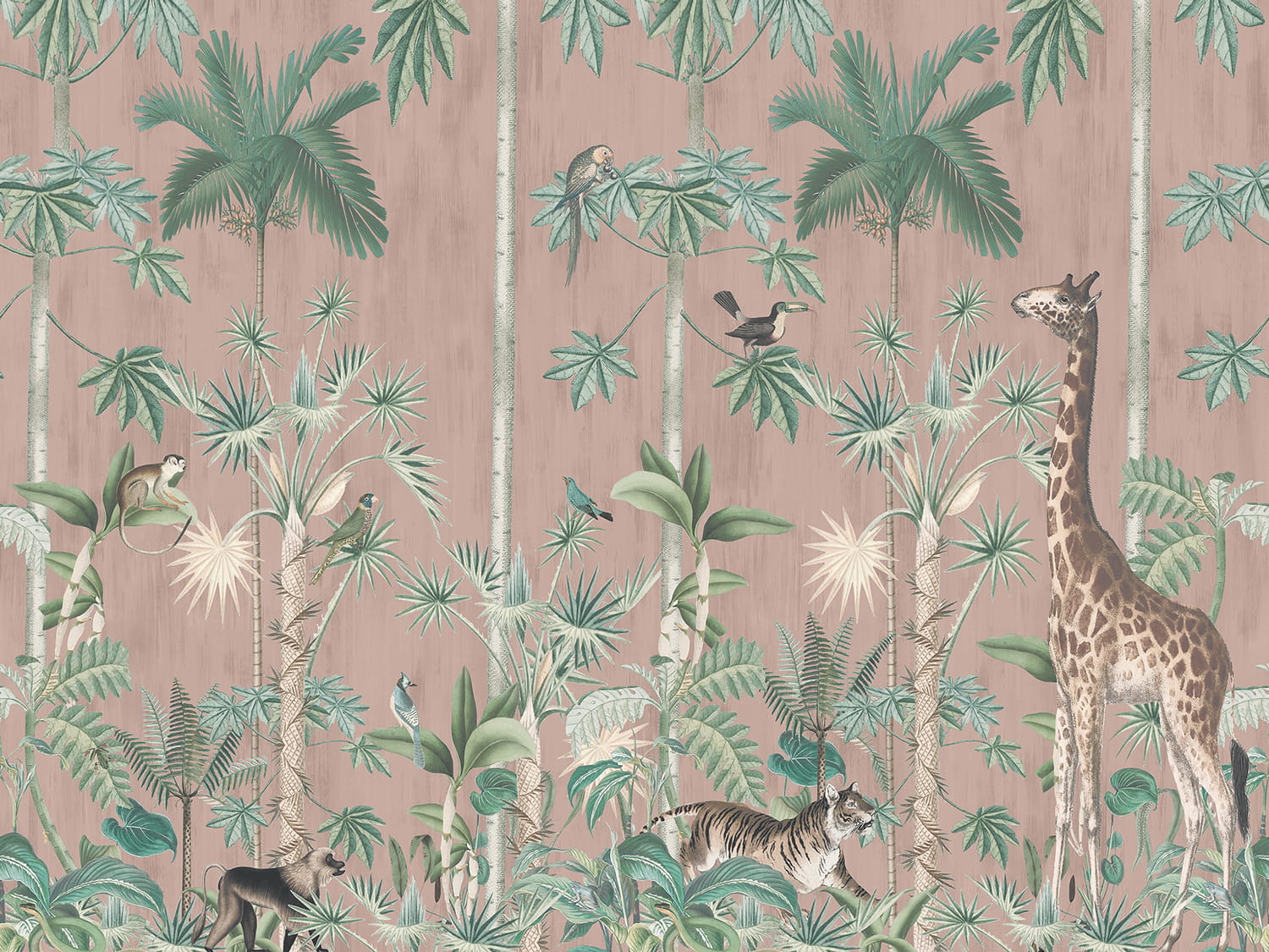 Wandbild Giraffes Stroll - Pink