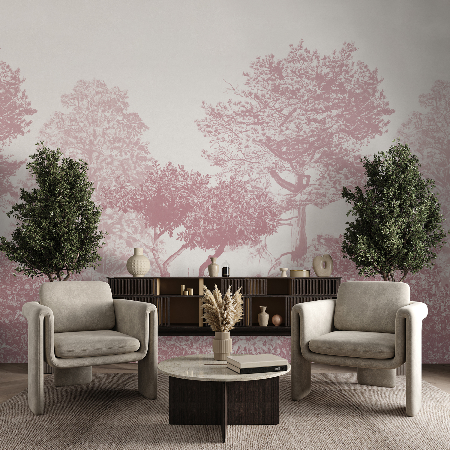 Wandbild Hua Trees - Burgundy