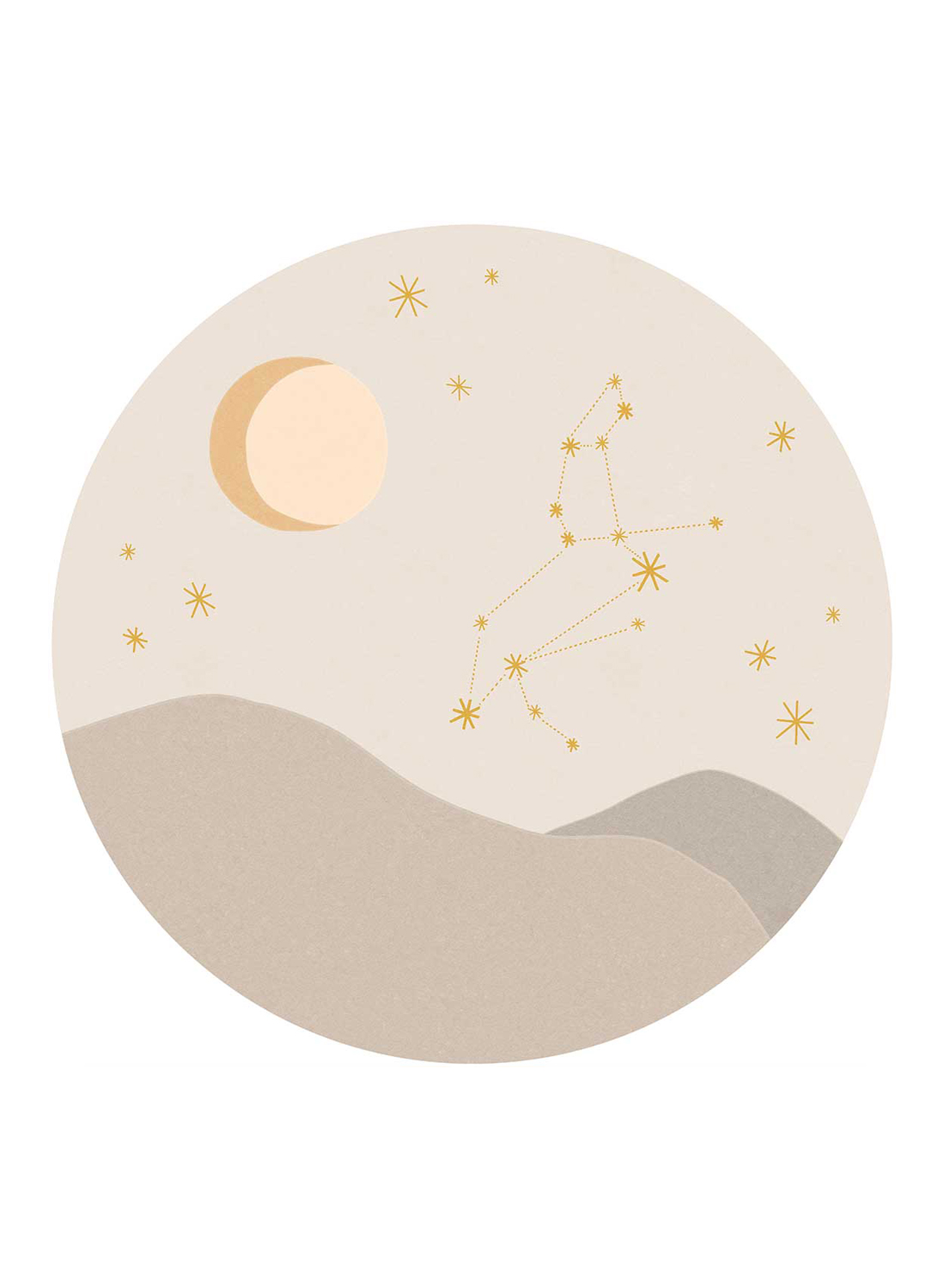 Wandbild Star Sign Circles Beige - Leo