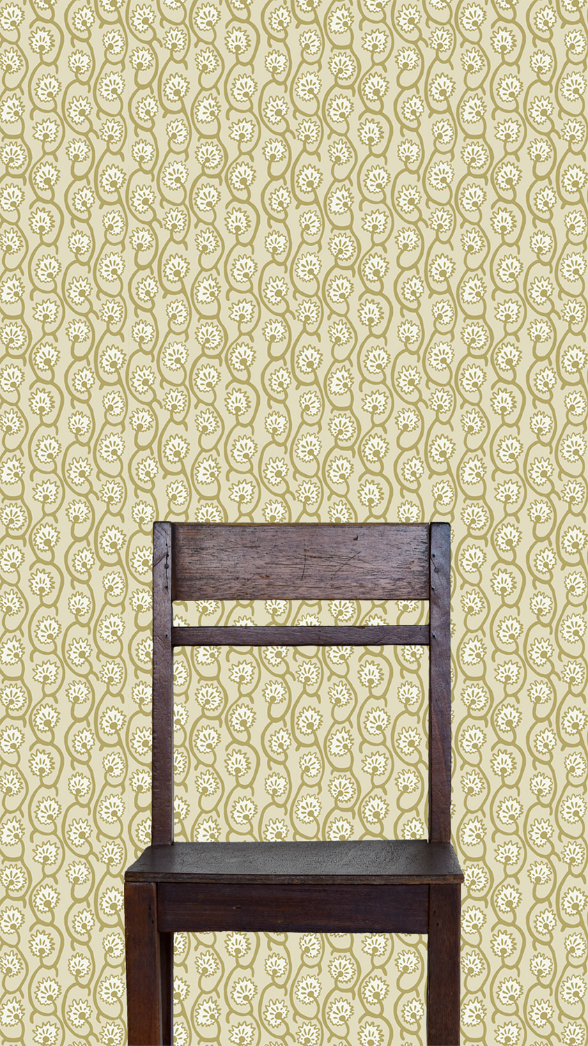 Tapete Geranium Stripe - Meadow/ Maitland Green/ Skirting White