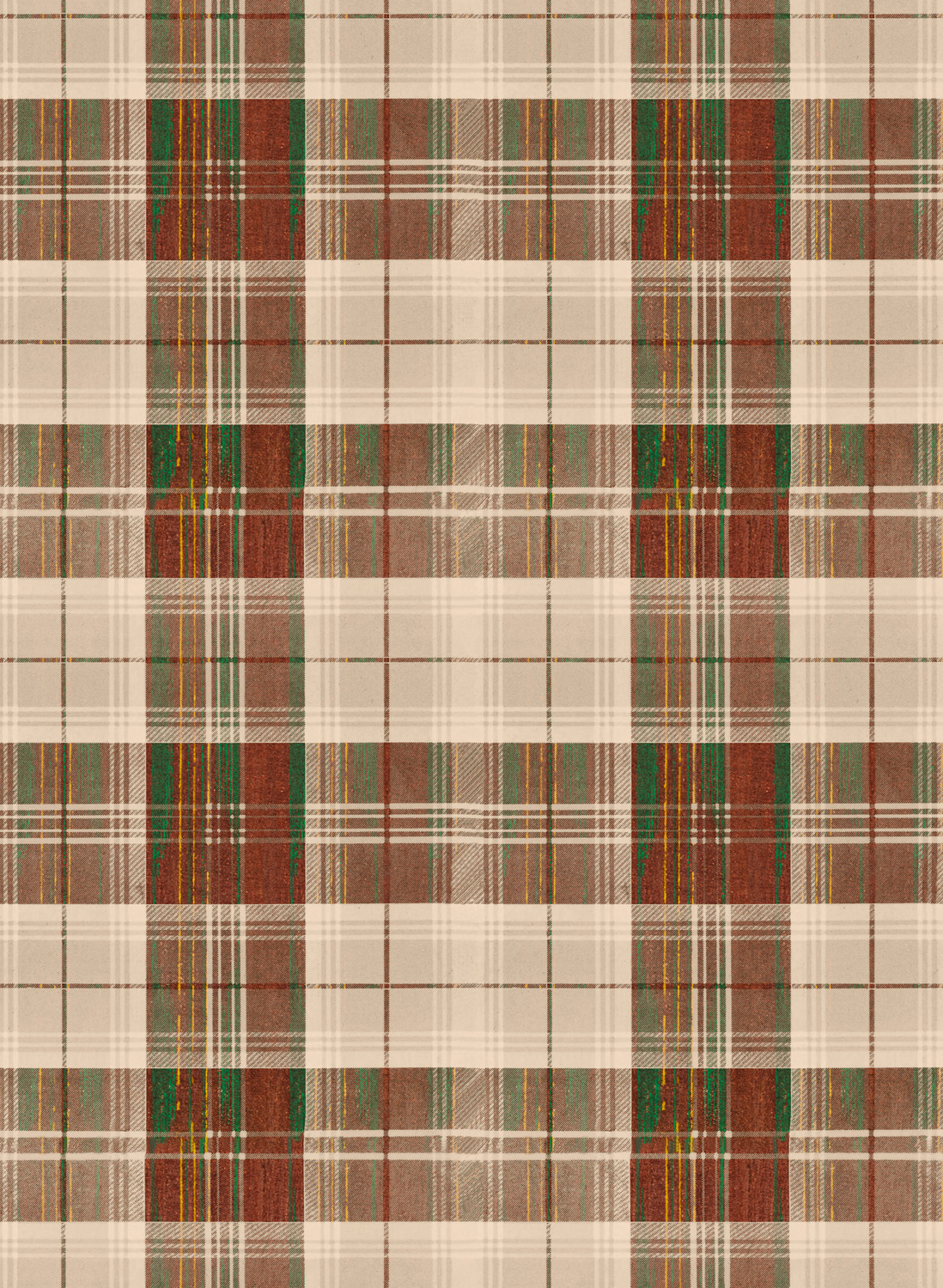 Tapete Countryside Plaid - Leather/ Green/ Yellow