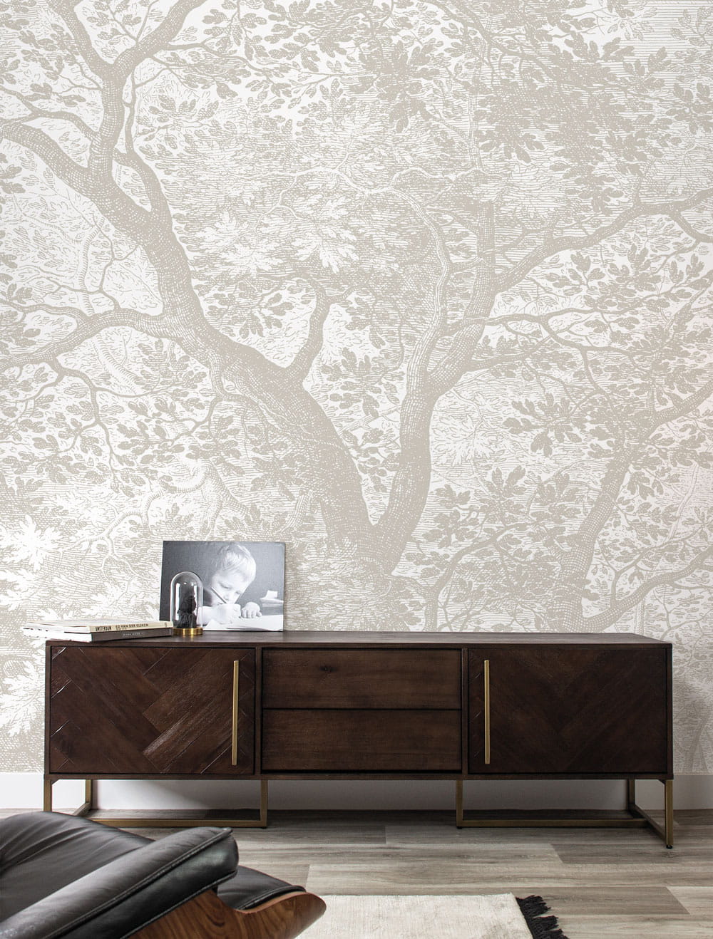 Wandbild Engraved Landscapes Grey 1 - M - 2m
