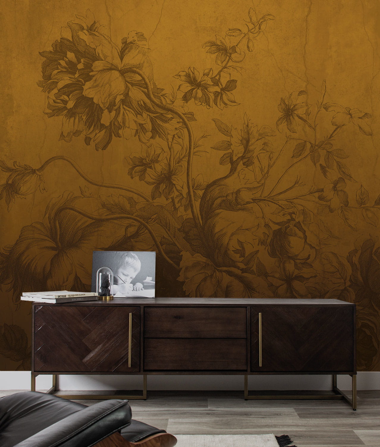 Wandbild Gradient Flowers Uyterlinde - Ocher 195 cm