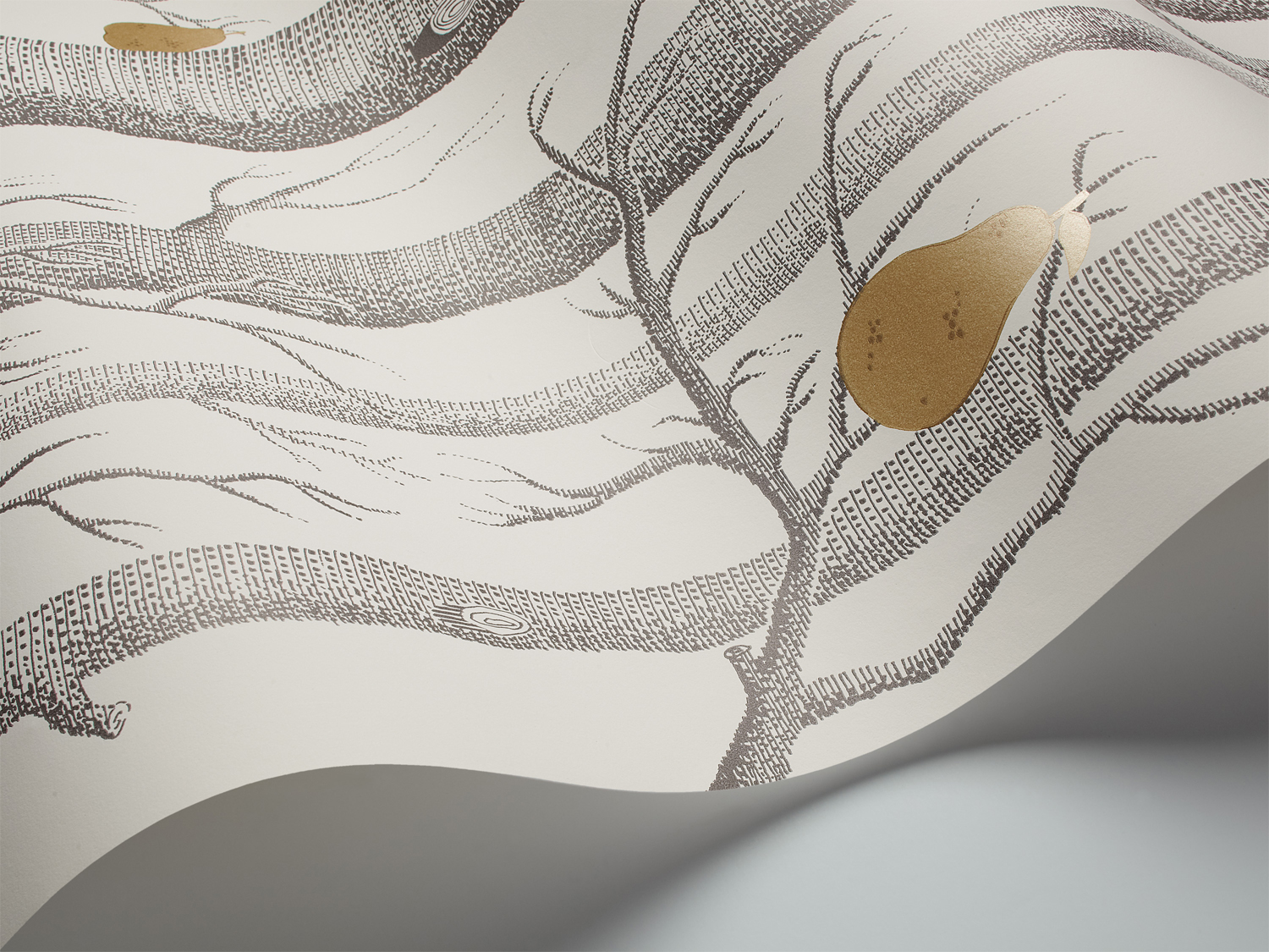 Tapete Woods & Pears - Linen/ Charcoal/ Gold