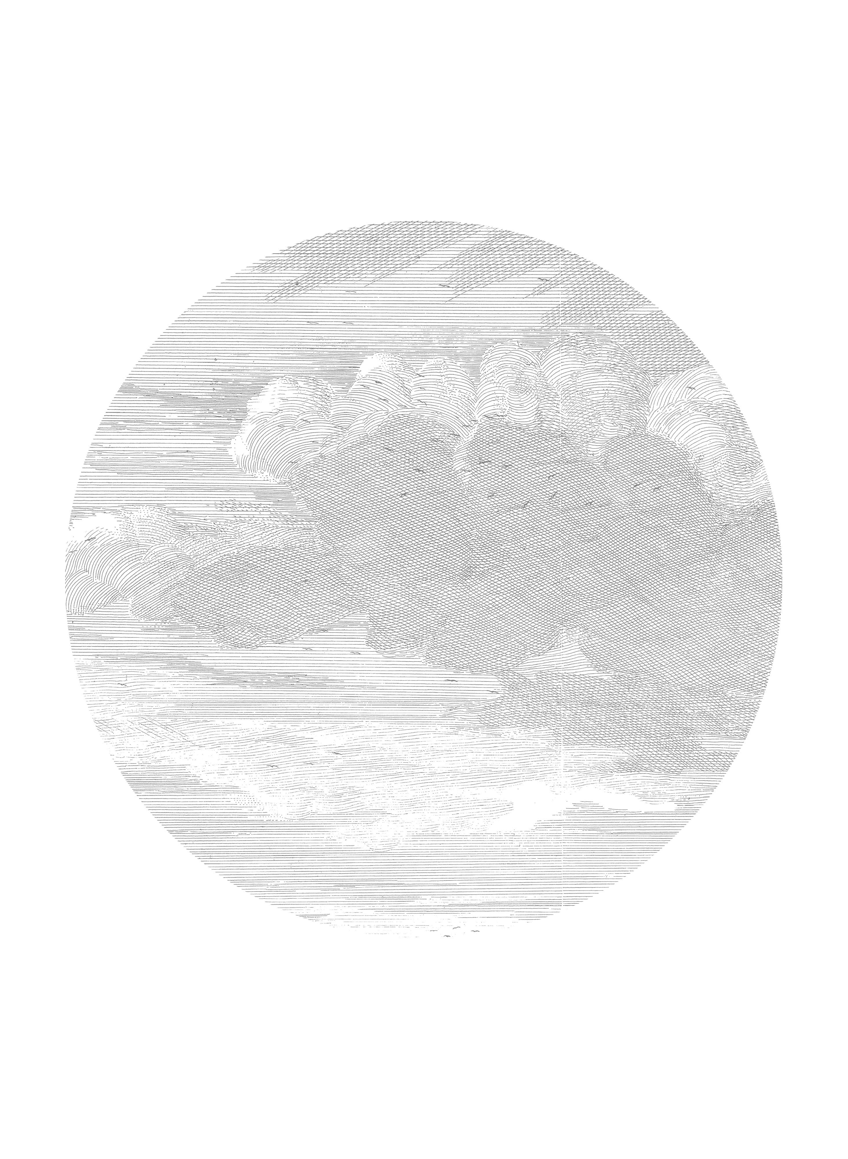 Wandbild Engraved Clouds 1 Circle - M - 1.9m