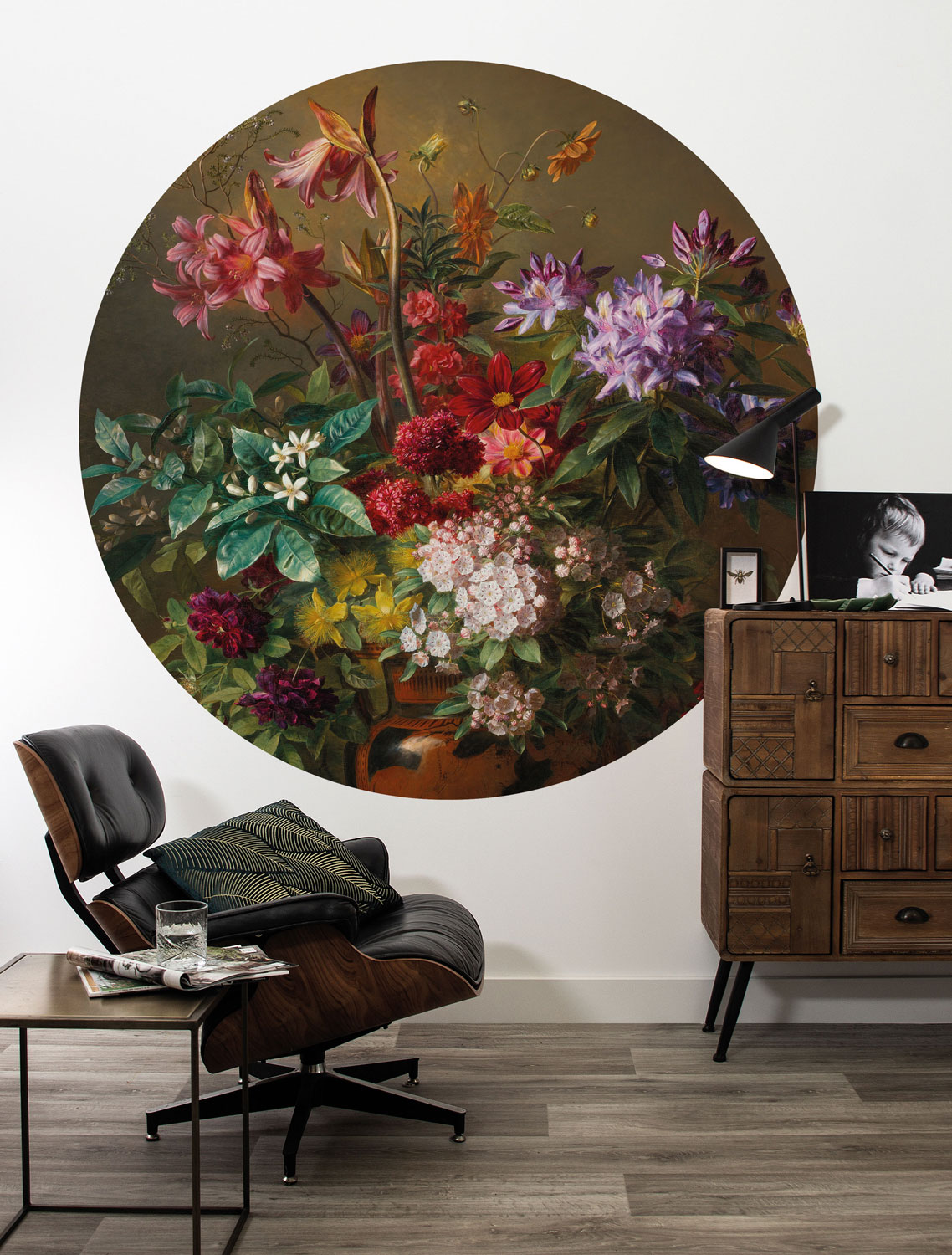 Mural Golden Age Flowers 7 Circle - M - 1.9m