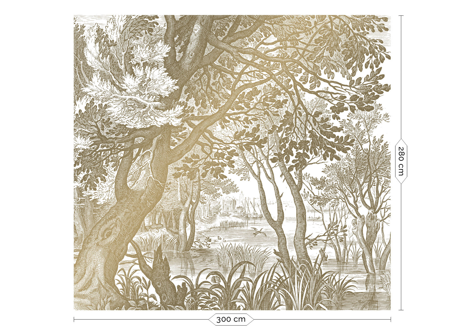 Wandbild Engraved Landscapes Gold 4 - L