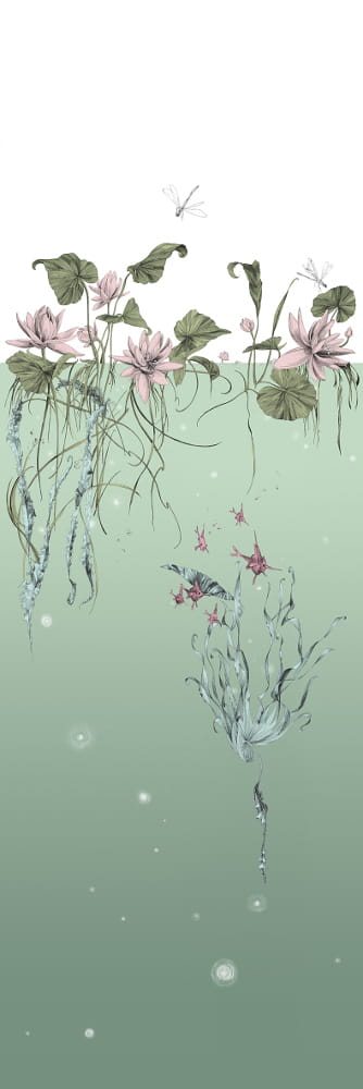 Tapete Nautilus/ Méduses/ Nénuphars - Nénuphars gauche - Aqua