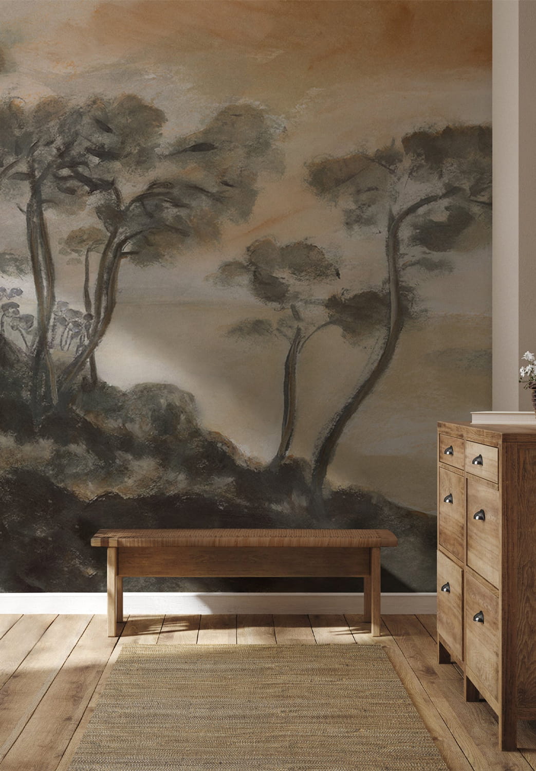 Wandbild Les Landes - Coucher De Soleil