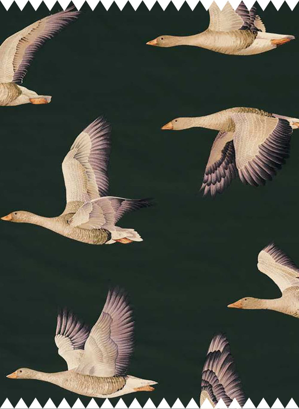 Stoff Elysian Geese - Forest/ Fig