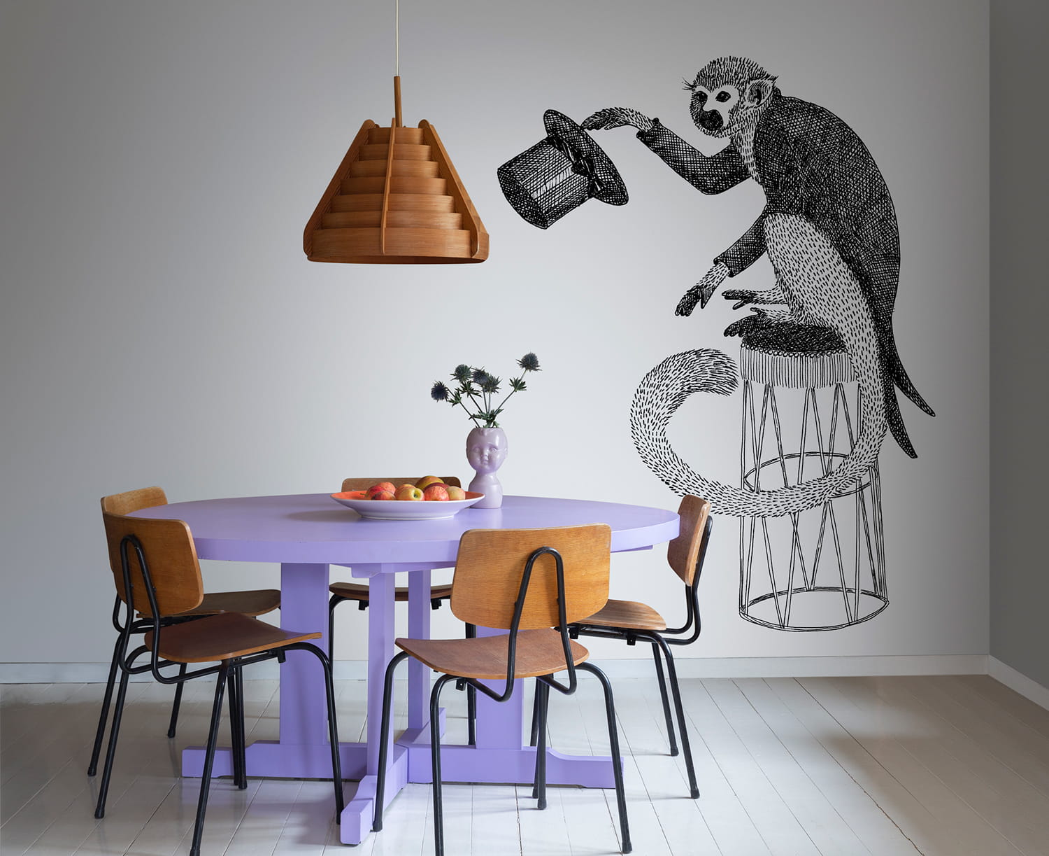 Wandbild Circus Animal Mr Monkey - Black/ White