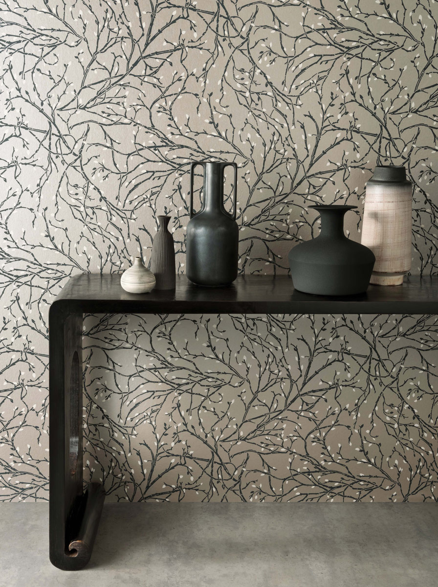 Tapete Twiggy - Pewter / Black / White