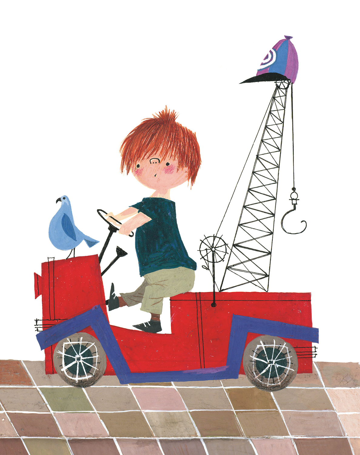 Wandbild Red Tow Truck - Multicolor – 1.425m Breite