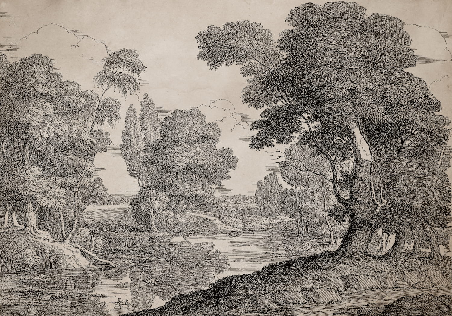 Wandbild Engraving - Ink