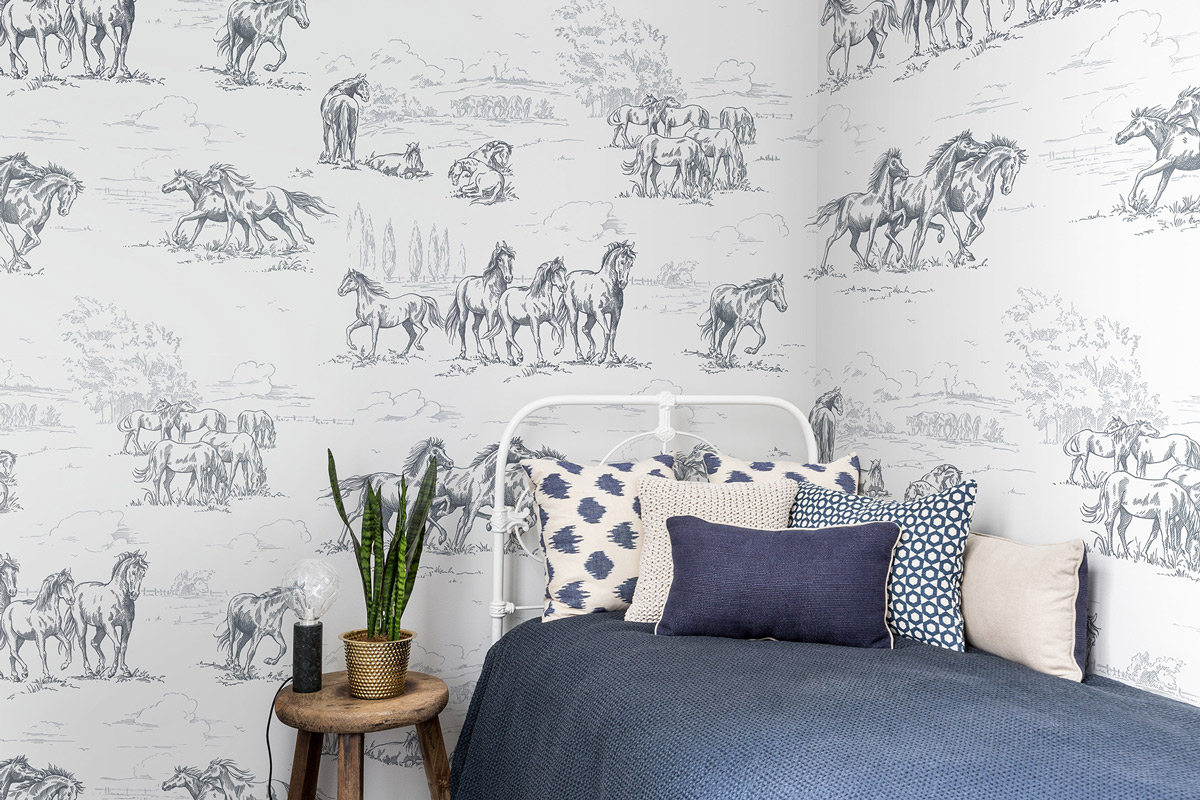 Wandbild Horse Herd - Black/ White
