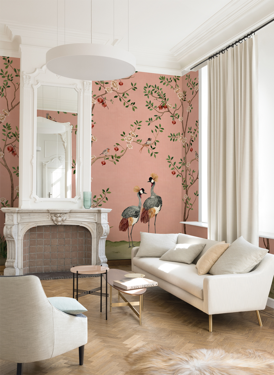 Wandbild Crowned Crane - Rose