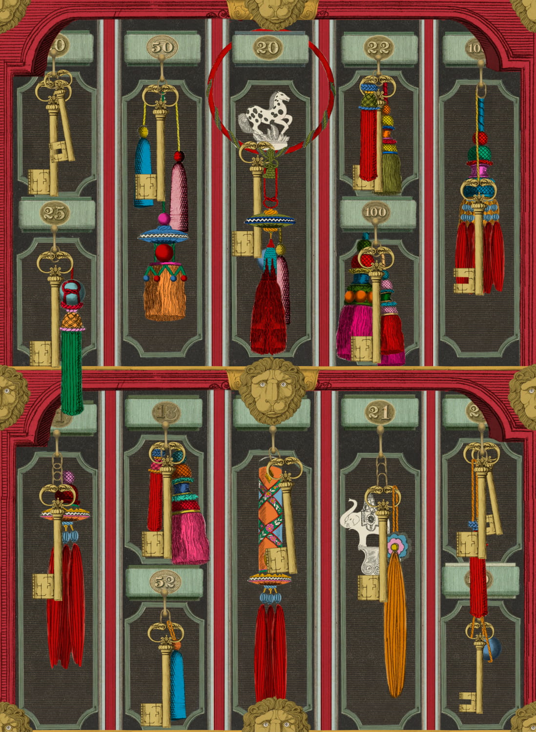 Tapete Grand Suite Keys - Anthracite/ Red/ Gold