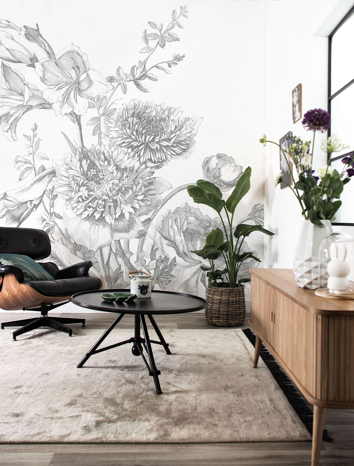 Wandbild Engraved Flowers 2 - L