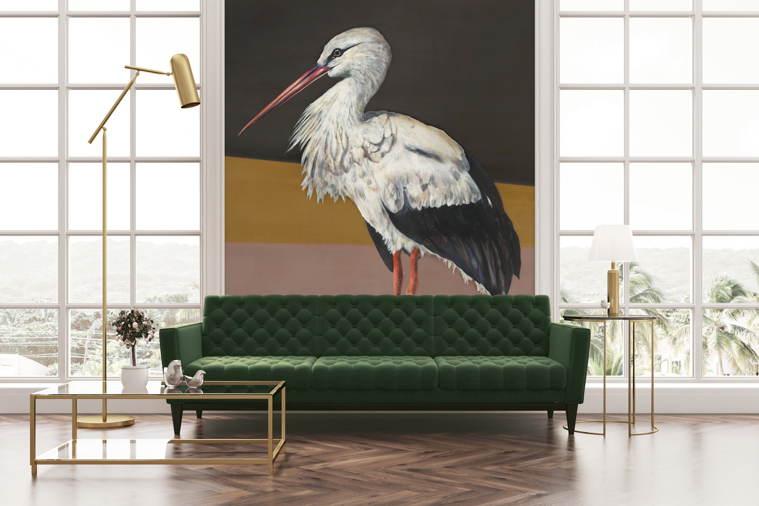 Wandbild Stork Mother - Black