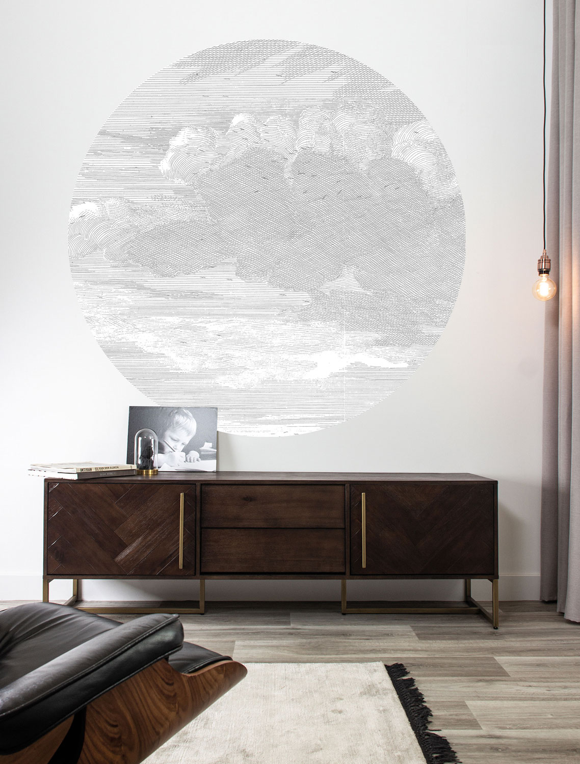 Wandbild Engraved Clouds 1 Circle - M - 1.9m