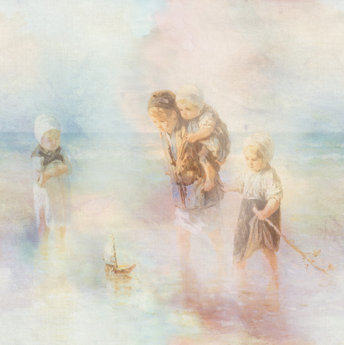 Tapete Dreamscape - Mehrfarbig Pastell Ocker