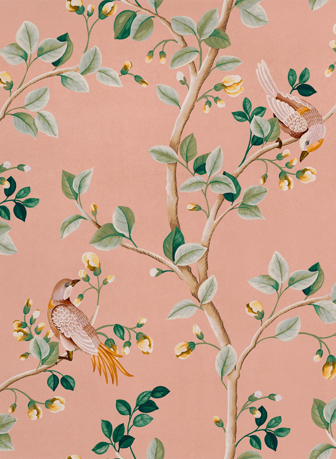 Tapete Birds Prosperity - Rose