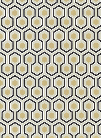 Tapete Hicks Hexagon - Black/ Metallic Gold on Soft Olive
