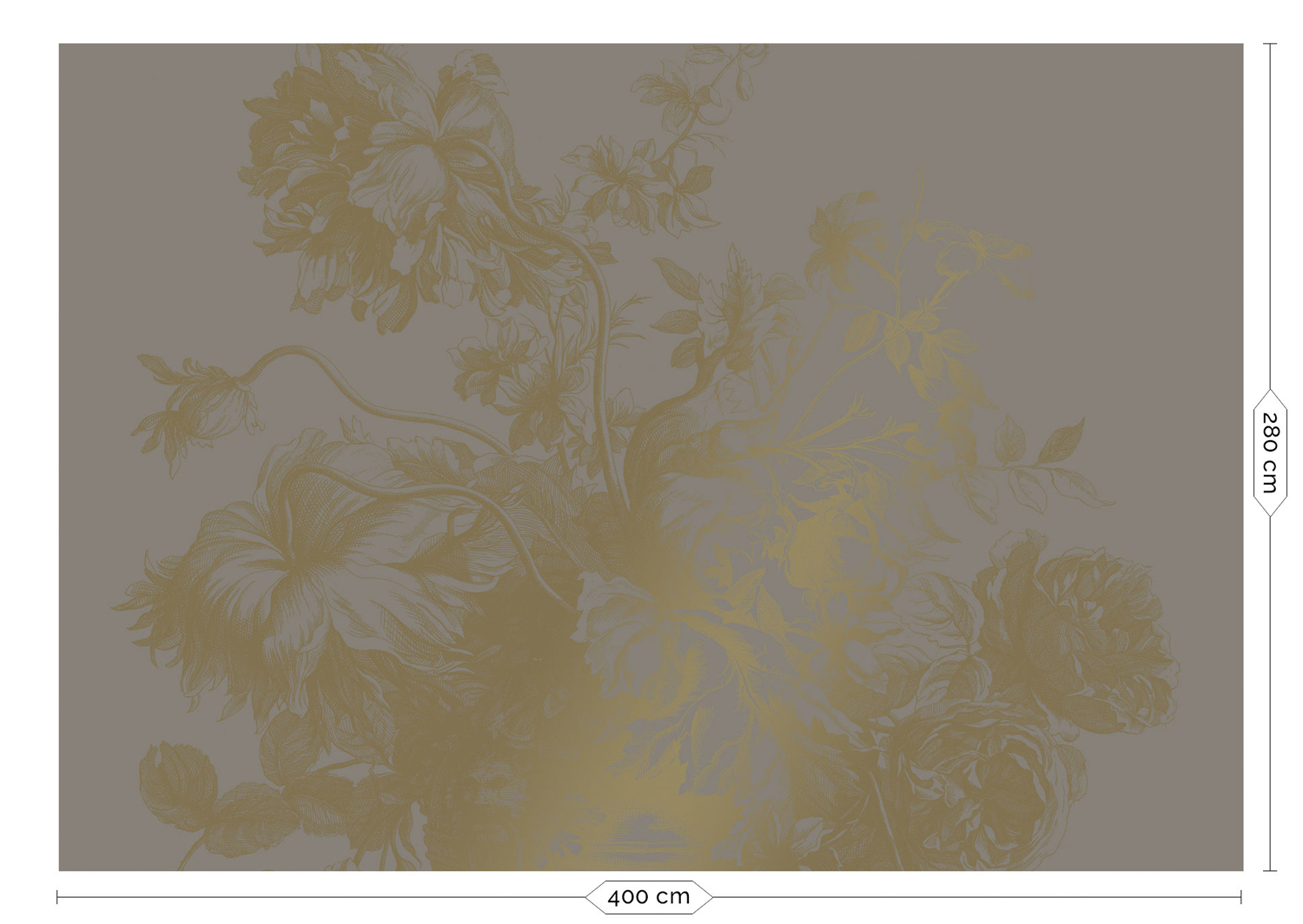 Wandbild Engraved Flowers Gold 7 - XL