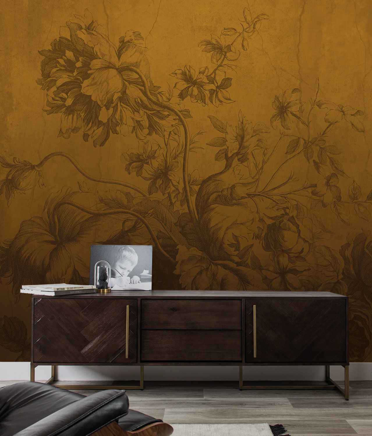 Wandbild Gradient Flowers Uyterlinde - Ocher 390 cm