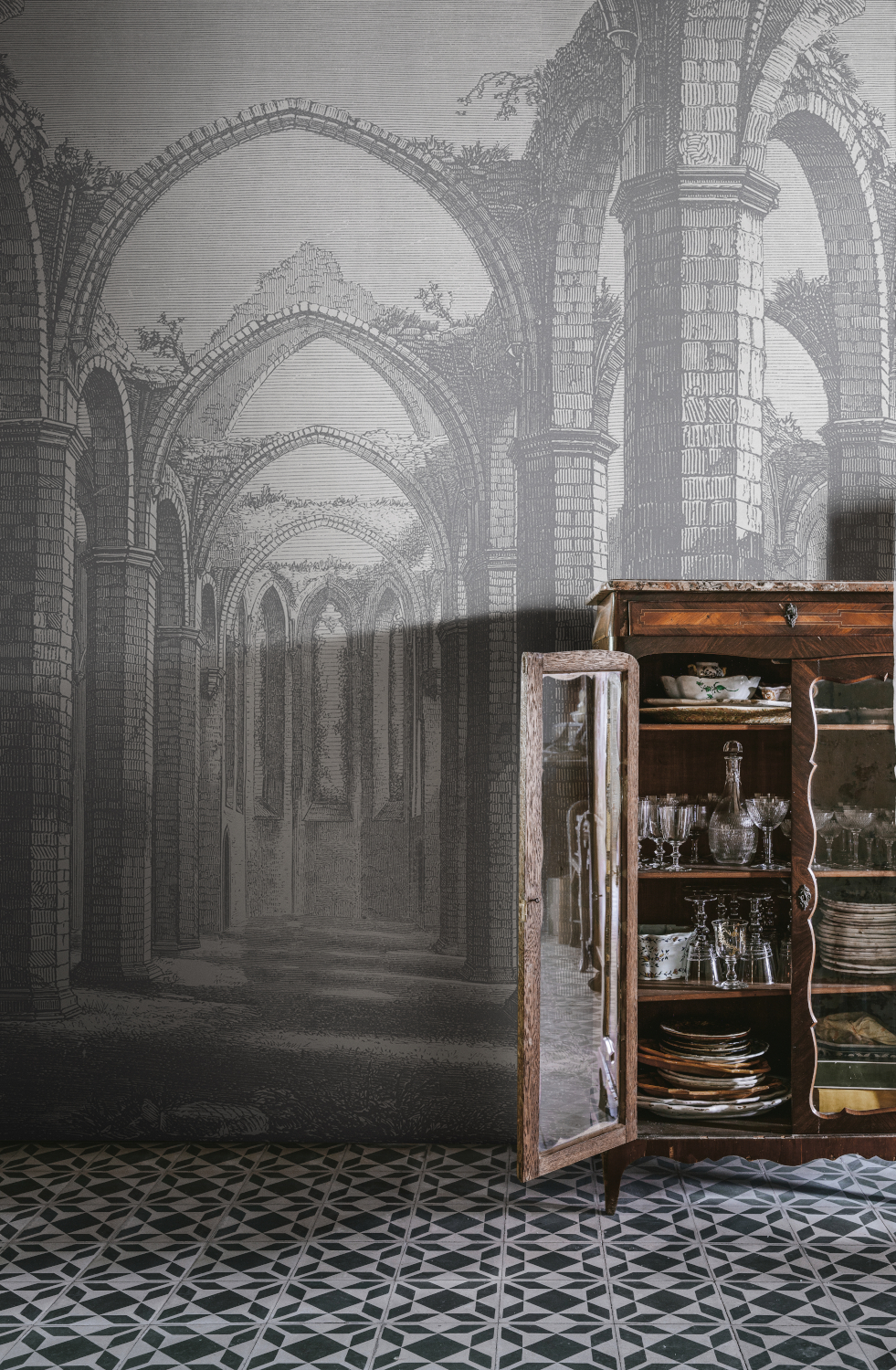Wandbild Gothic Arches - Grey