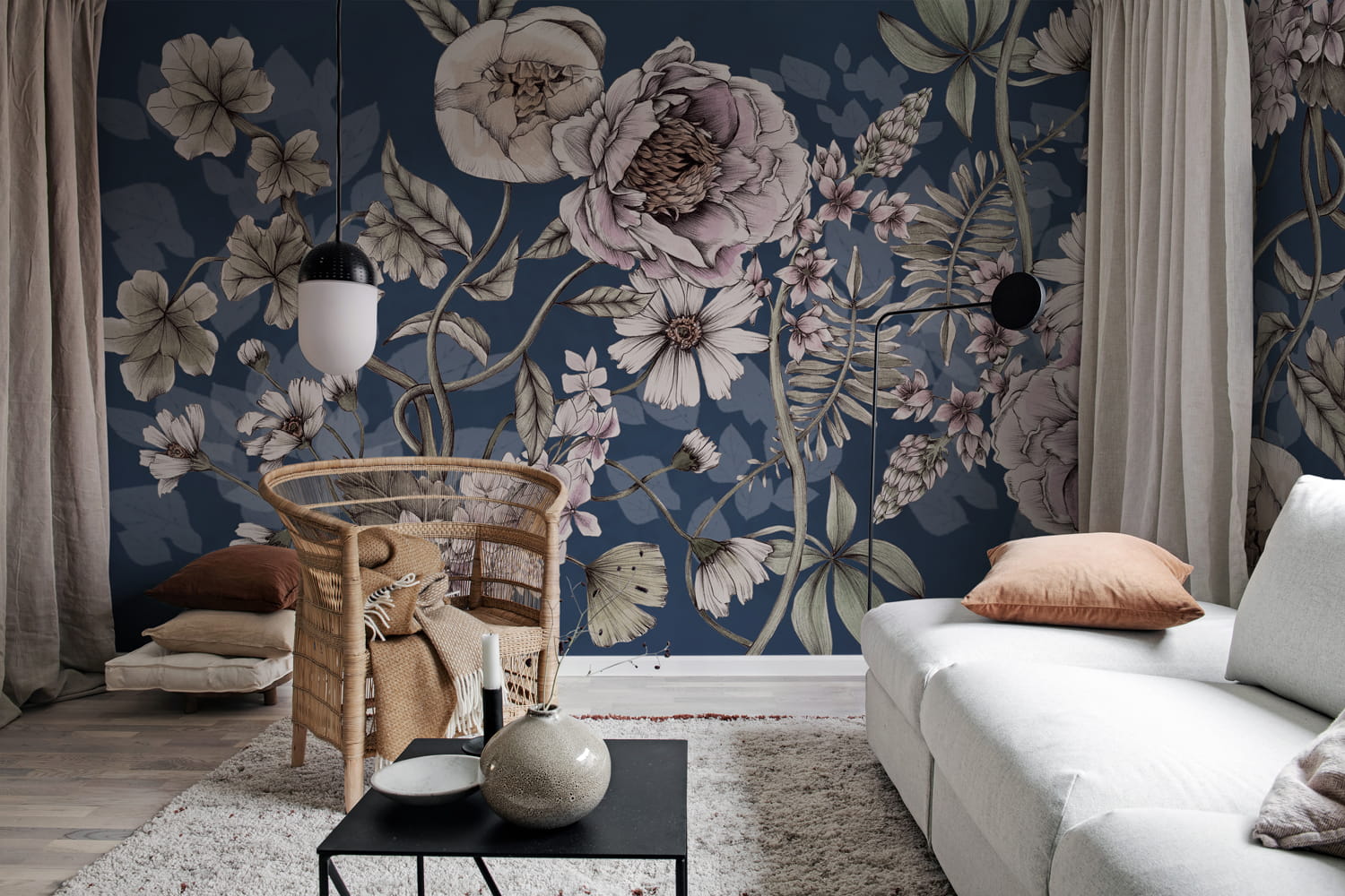 Wandbild Spring Flower - Dark Blue