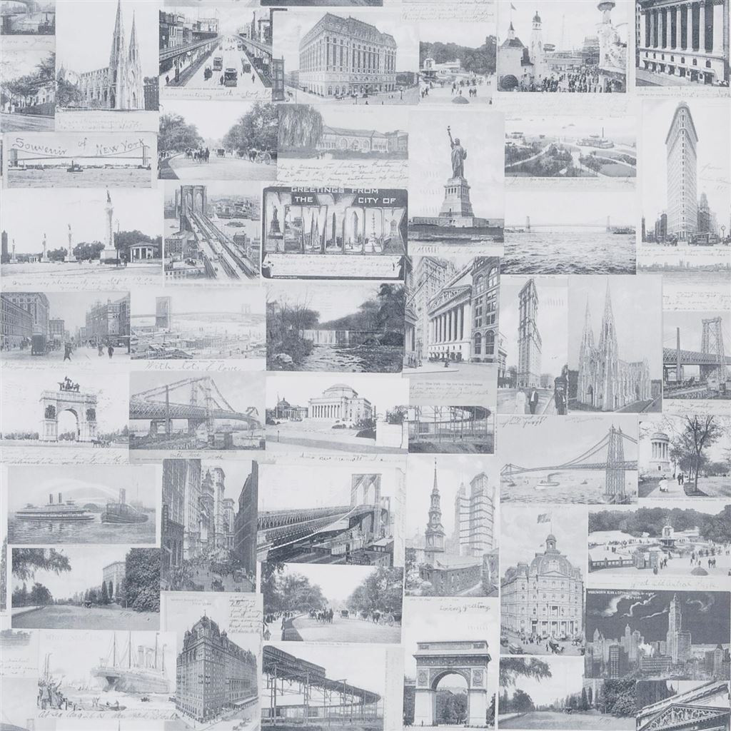 Tapete New York Postcard - Light Grey