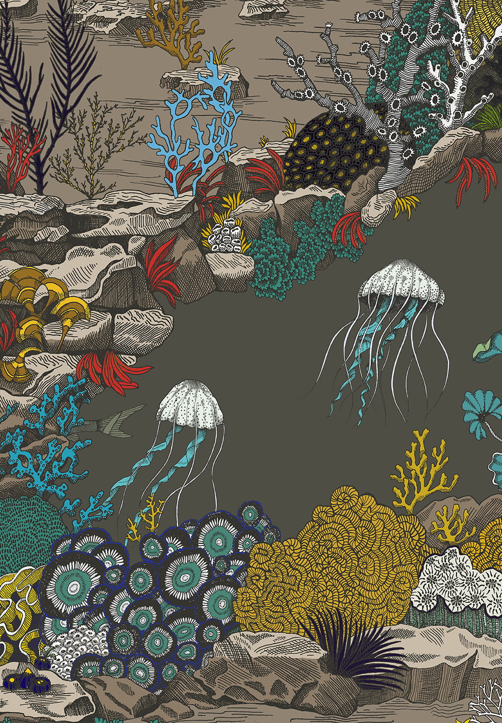 Tapete Underwater Jungle - Graphite/ Jewel Highlights